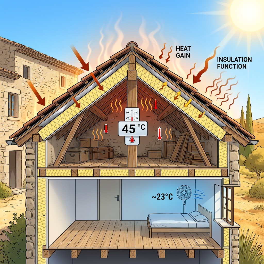 Canicule et toiture : isoler ses combles contre les 45°C du Gard